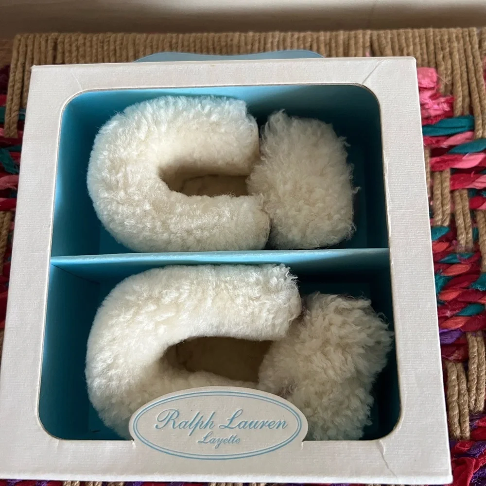 Ralph Lauren Layette Sherpa Lined Baby Moccasins